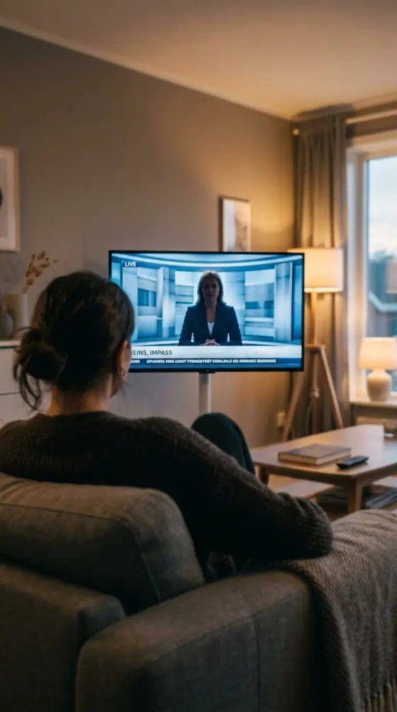 Man watching a live UK news channel through a LiveIPTV IPTV UK subscription